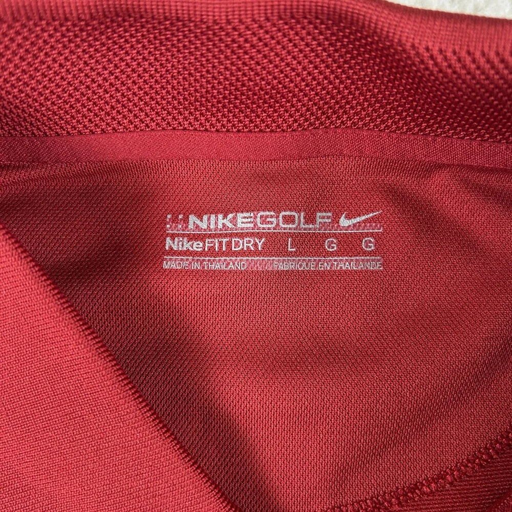 Nike Golf Polo Shirt Mens Large Red Solid Fit Dry Performance Athletic Swoosh
